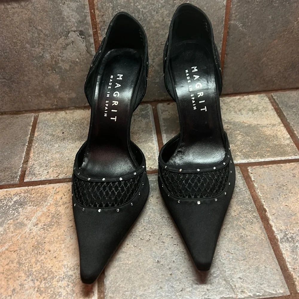 Magrit‎ Black Satin D'Orsay Pumps - Picture 4 of 12